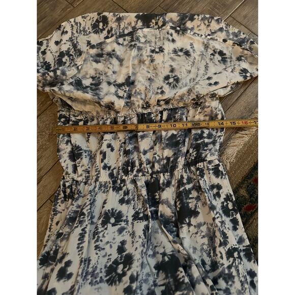 Japna Blue Floral Tie Dye Boho Strapless Smocked Flowy Maxi Dress Size Large - Picture 8 of 9